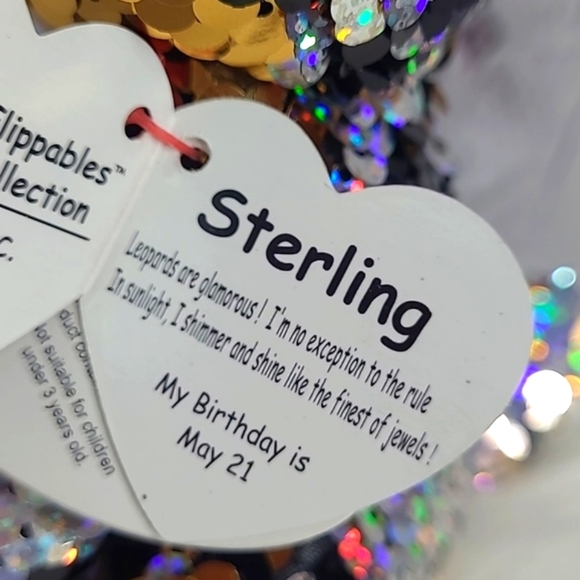 Ty Sterling Leopard Cat Sequin Flippables Ty Beanie Boos Plush Stuffed Animal - Picture 8 of 16